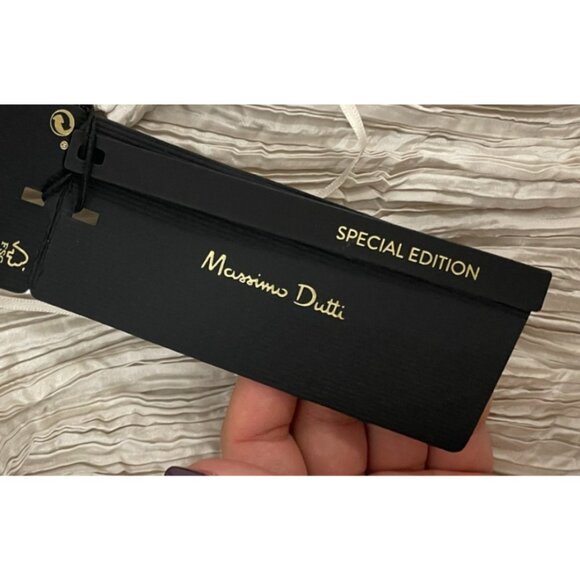 Massimo Dutti Womens Asymmetric Dress XS Pearl Gray Special Edition 6605/300 NWT - Picture 8 of 16